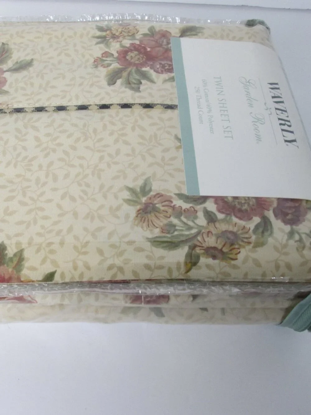 New Vintage Waverly Garden Room Twin Sheet Set HARBOR SQUARE 3 Piece - NOS